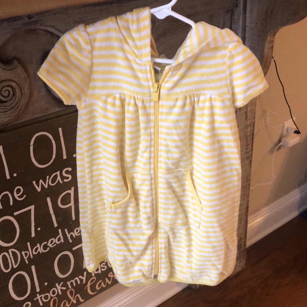 Old Navy Yellow and White Striped Kids Swim Coverup